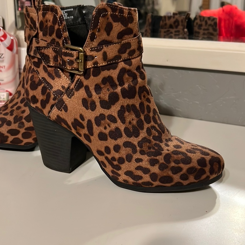Leopard print booties